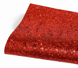 NEW! Holographic Red Chunky Glitter Fabric With Felt Backing
