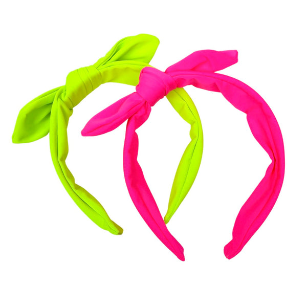 Choose Color-Neon SWIM Knotted Bow Headbands-Wholesale
