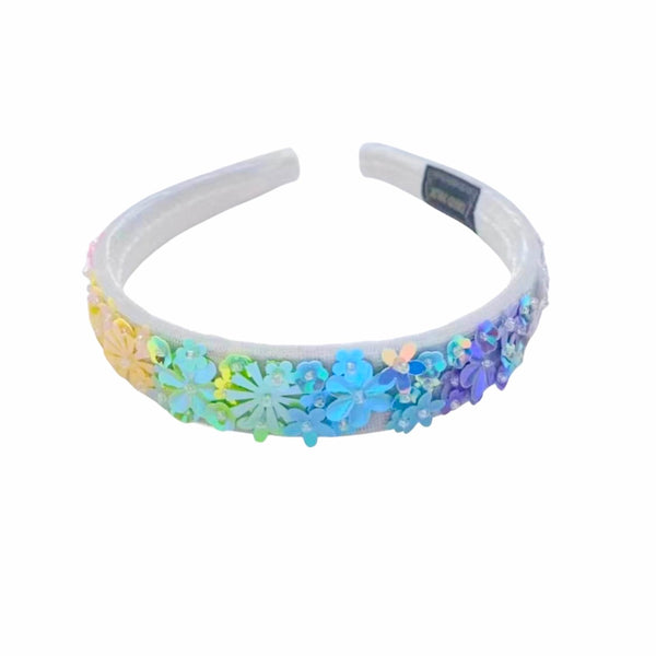 (PREORDER) Hand-Sewn Rainbow Ombre Sequin Headband