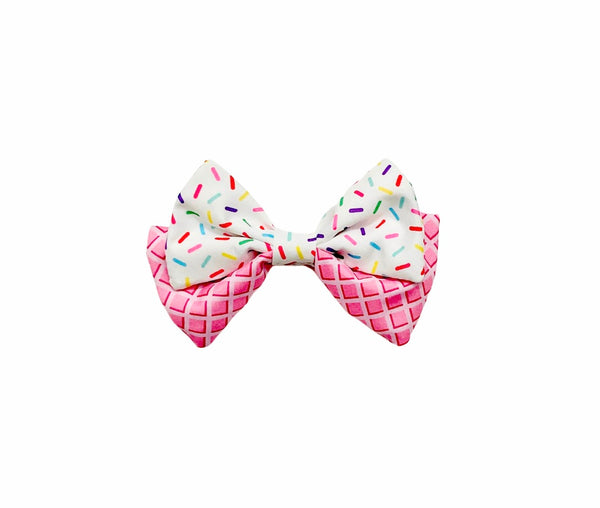(PREORDER) PRE-TIED BOW-Pink Ice Cream Cone