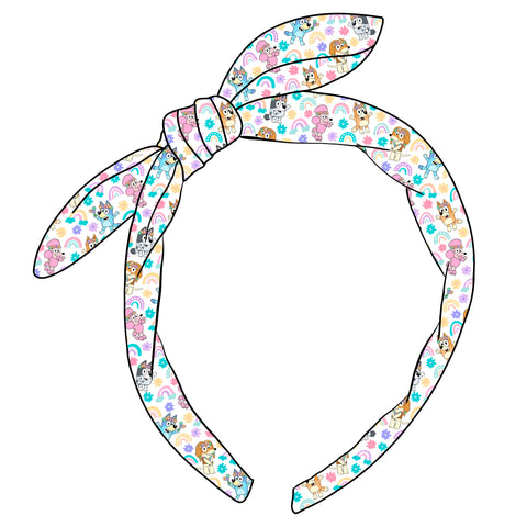 (PREORDER) KNOTTED BOW HEADBAND-Rainbow Dog and Friends