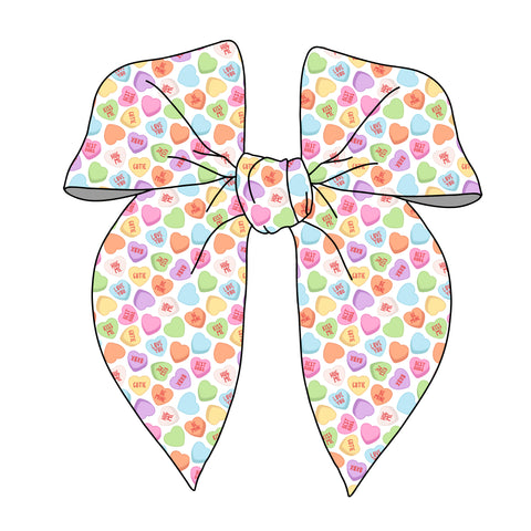 (PREORDER) PRE-TIED SURGED EDGE BOW-Pastel Conversation Hearts