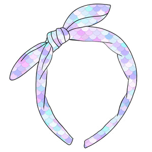 (PREORDER) KNOTTED BOW HEADBAND-Mermaid Scales