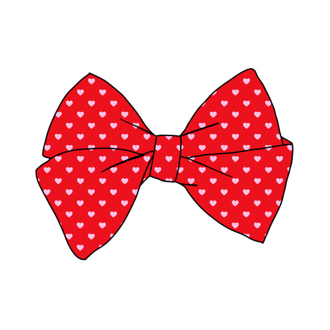 (PREORDER) PRE-TIED BOW-Red/Pink Hearts